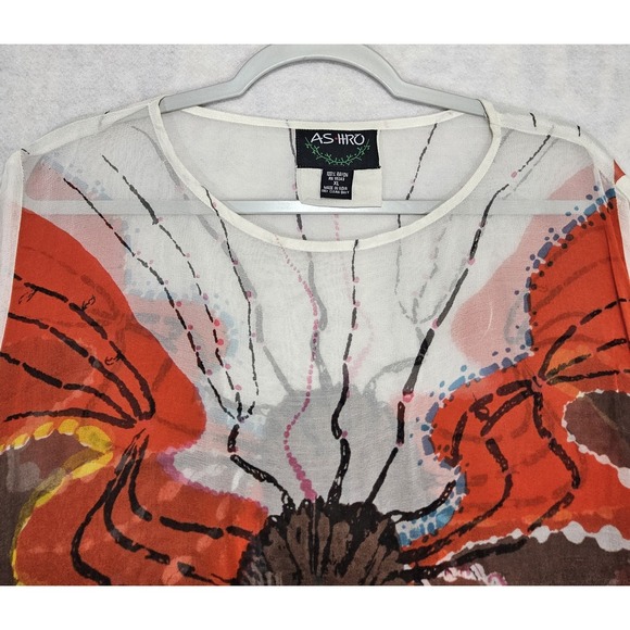 Ashro Kaftan Dress African Womens XL NEW Hand Painted Butterfly Tunic Top Shawl - Picture 5 of 13